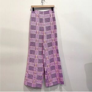 Purificacion Garcia Plaid Wide Leg High Rise Pants